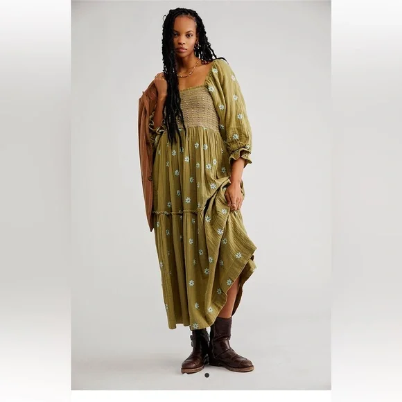 chinese dress ladies Embroidered Flower Maxi Dress main image 0